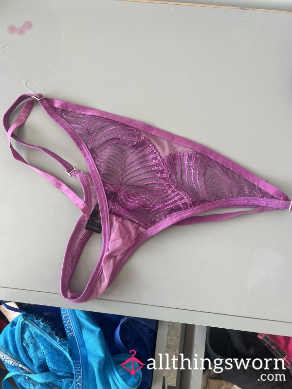 Purple Lace And Sheer Thong
