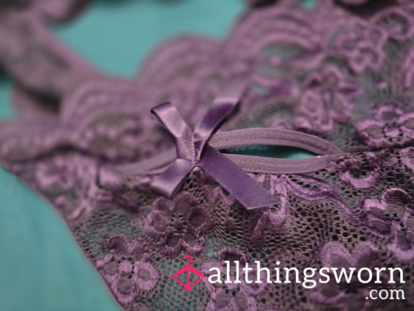 Purple Lace Bodysuit... Fitted Once..  Too Big Now! But Freshly Worn To Try It...