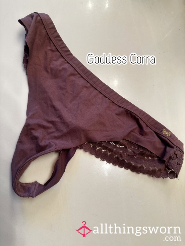 Purple Lace Detail Thong