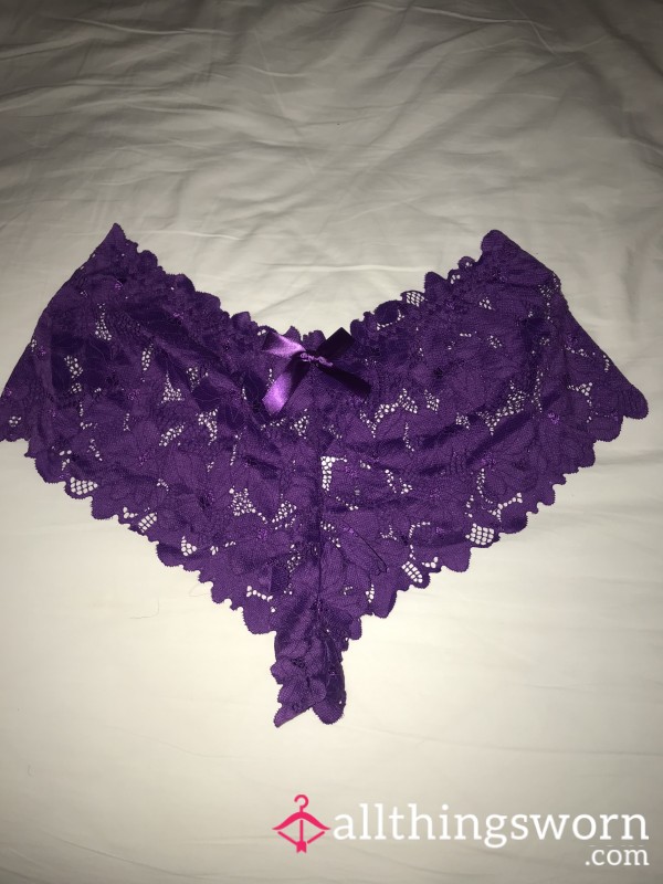 Purple Lace Detailed High Rise Brief