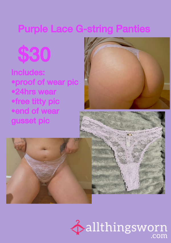 Purple Lace G-string Panties 💜