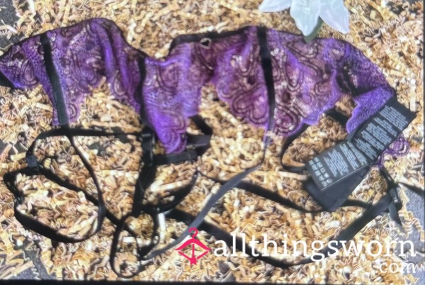 Purple Lace Suspender Belt - Super S**y & Worn. Free UK Delivery
