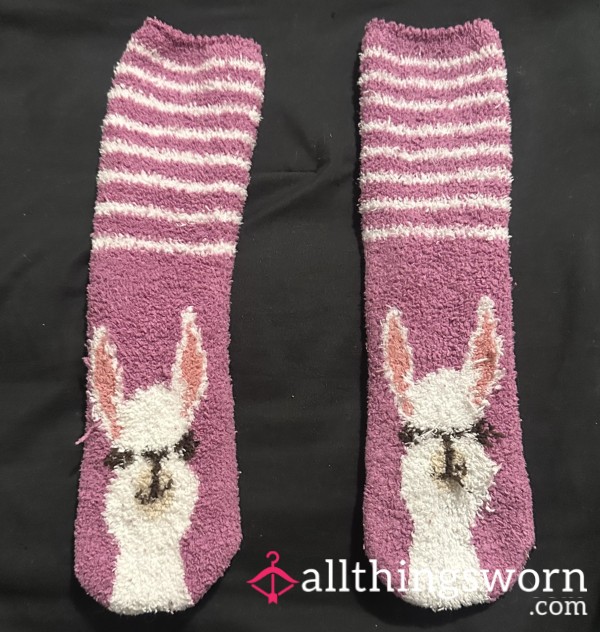 Purple Llama Fuzzy Socks