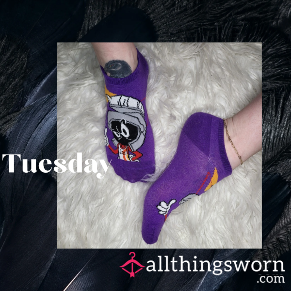Purple Marvin The Martian Space Jam Ankle Socks #11