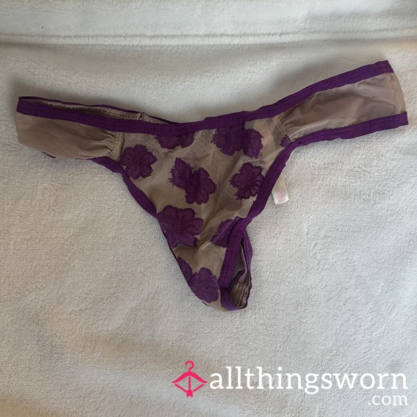 Flor*l Purple Thong