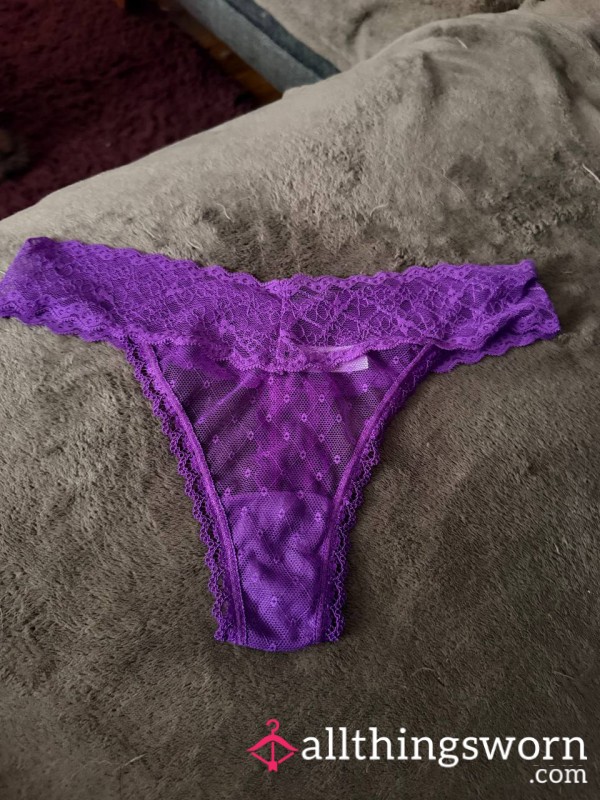Purple Mesh Thong
