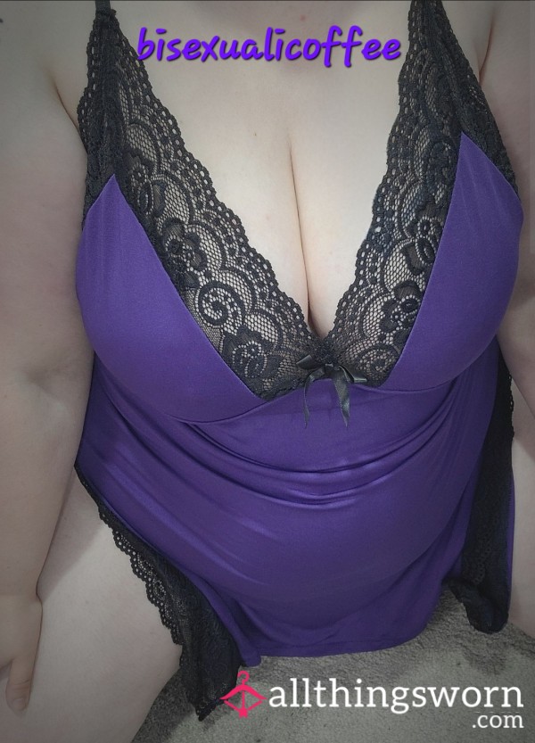 Purple Nightgown With Black Lace
