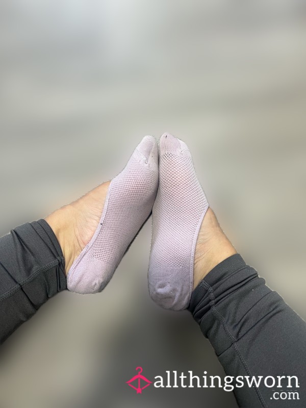 Purple No Show Worn Socks