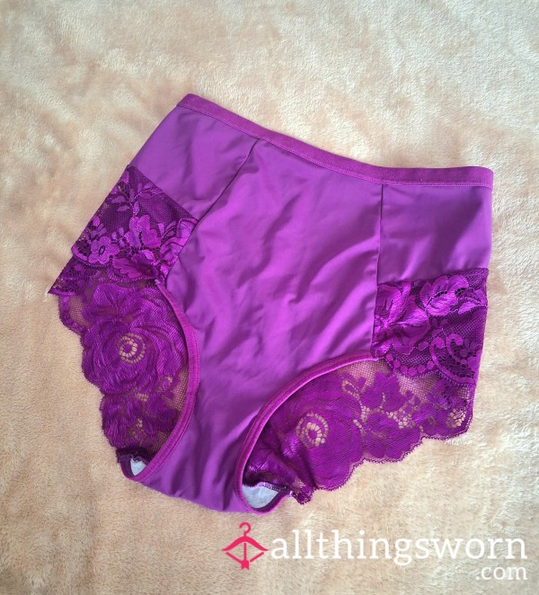 Purple Nylon Lace Detail Full Back Panties | 24 Hour+ Wear + Custom Add Ons ✨️