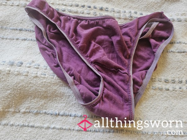 Purple Panties Worn Many Many Times Has Small Holes