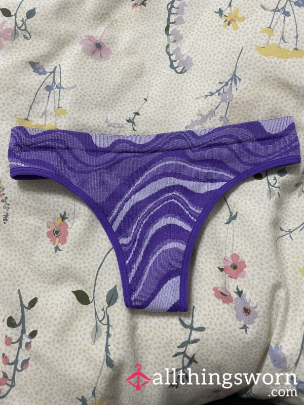 Purple Pattern Ribbed Thong 💜