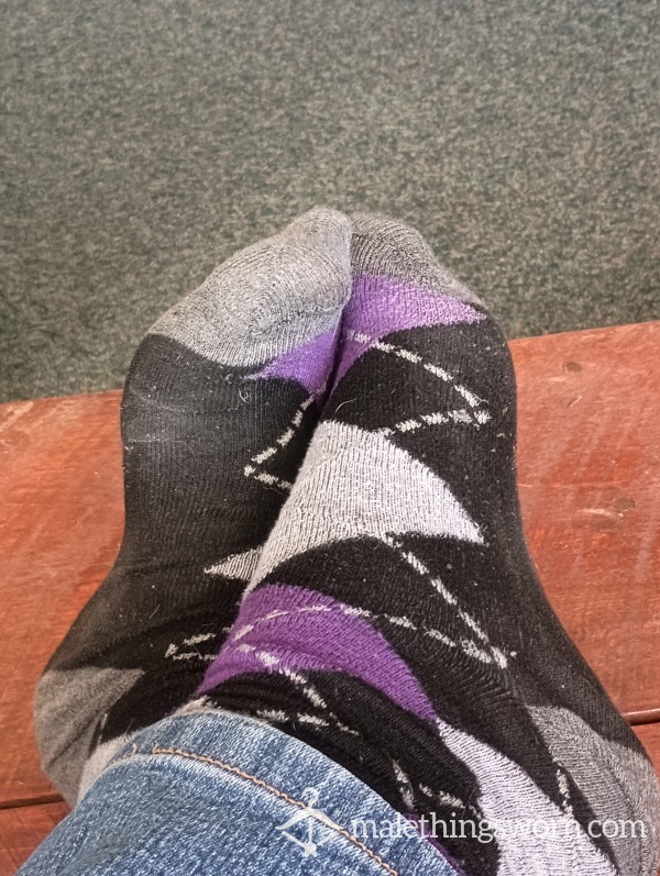 Purple Plaid Dress Socks