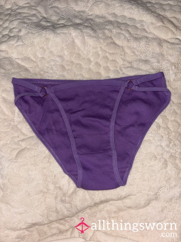 Purple Ribbed Cotton Bikini Panties