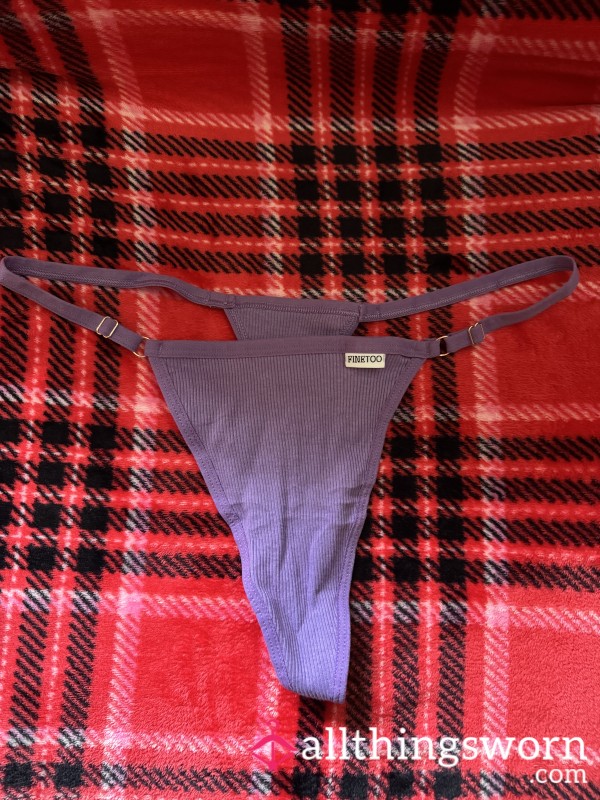 Purple Ribbed Cotton Gstring, XL