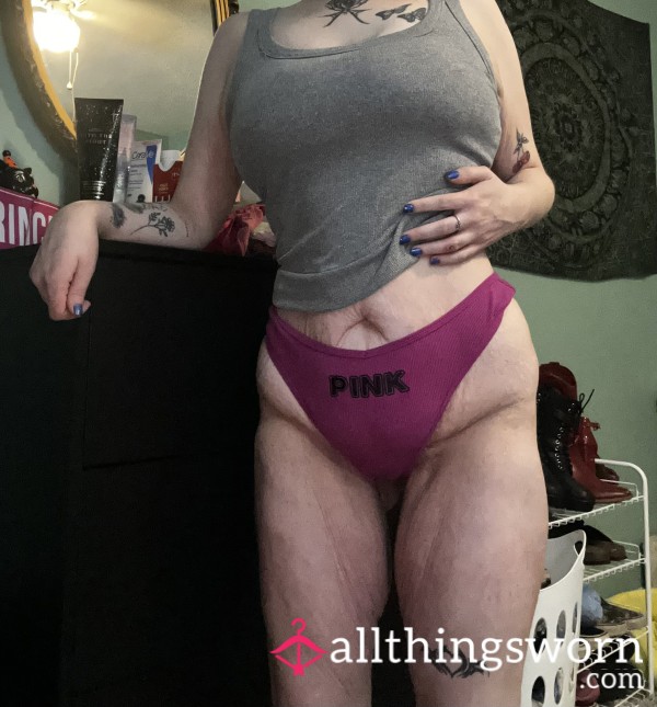 Purple Ribbed Logo Thong ( PINK/VS )
