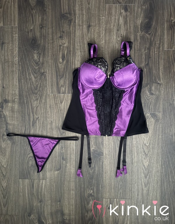 PURPLE SATIN 2 PIECE SET 😈 C*m ON SISSY’S C*m DRESS FOR MISS 😈