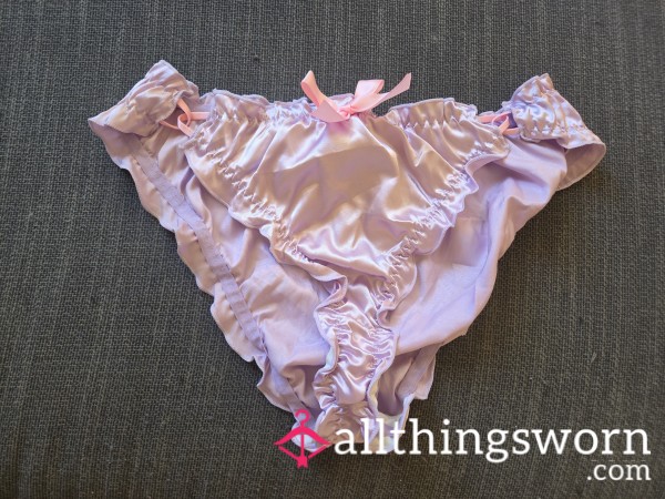 Purple Satin Like Panties With Pink Accents Size Extra Large