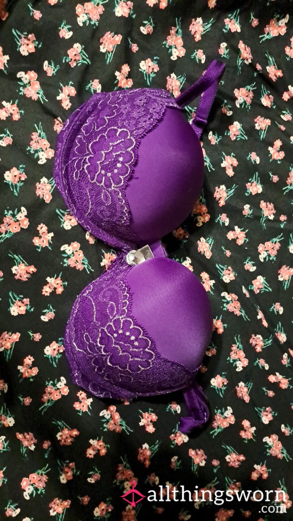 Purple Satin Victoria's Secret Bra  32b