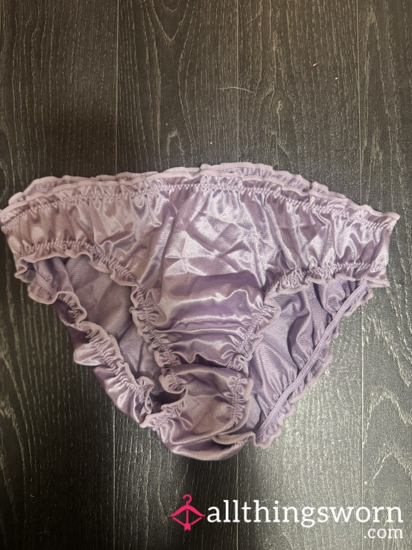 Purple Satin/silk Fullback Briefs / Panties (24hr Wear)