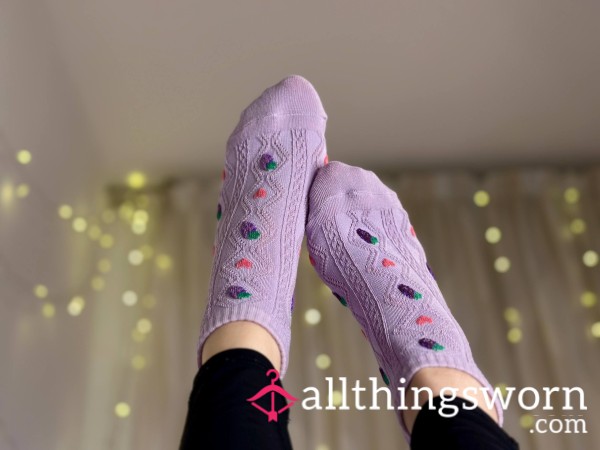 Purple Short Socks With Berries