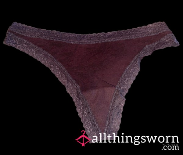 Purple Thong W/ Lace Accents