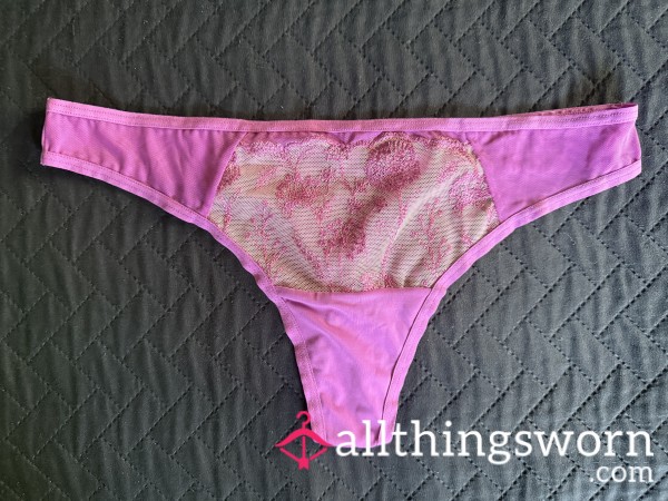 Purple Thong With Mesh