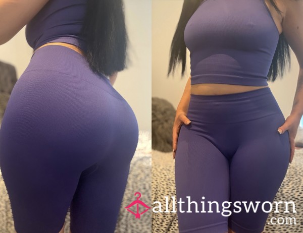 Purple Top & Shorts Gym Set🤍