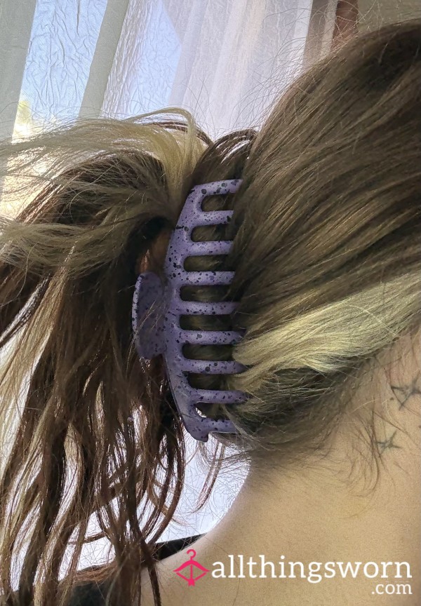Purple W Splatter Claw Clip