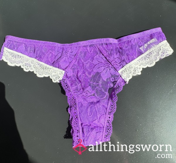 SOLD Purple & White Thong
