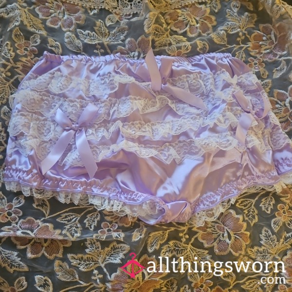 Purple With White Lace Panties Large