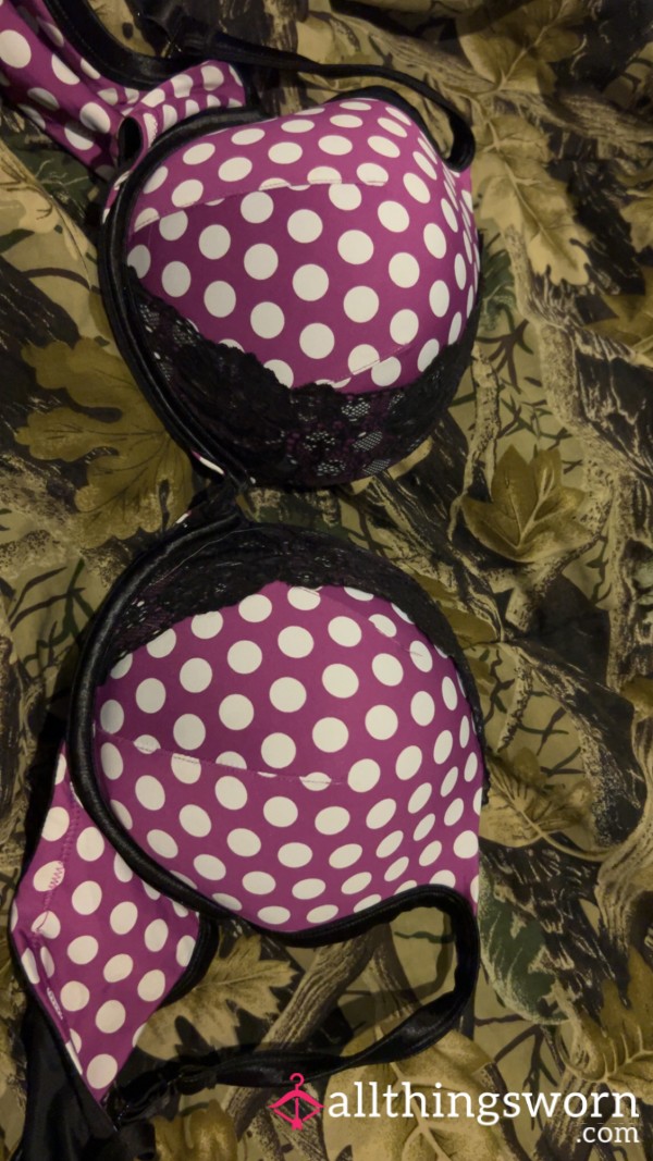 Purple/white Polkadot Bra 44DD