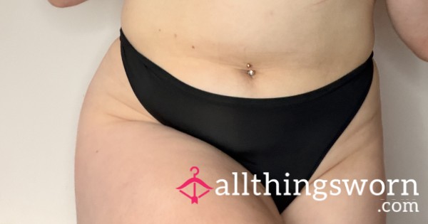 Pu**y Juiced Black Thong - 24 Hour Wear