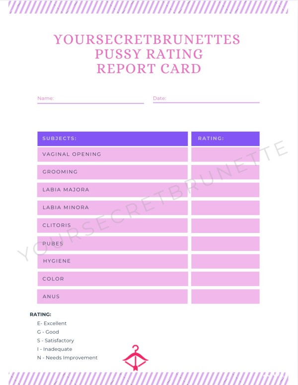 Pu**y Rating Report Card