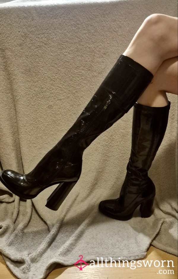 PVC Knee High Boots- Crotch Crushing Boots