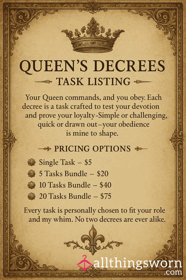 👑 Queen’s Decrees – Task Listing 👑