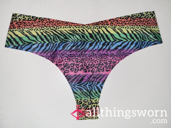 Rainbow Animal Print Seamless Thong