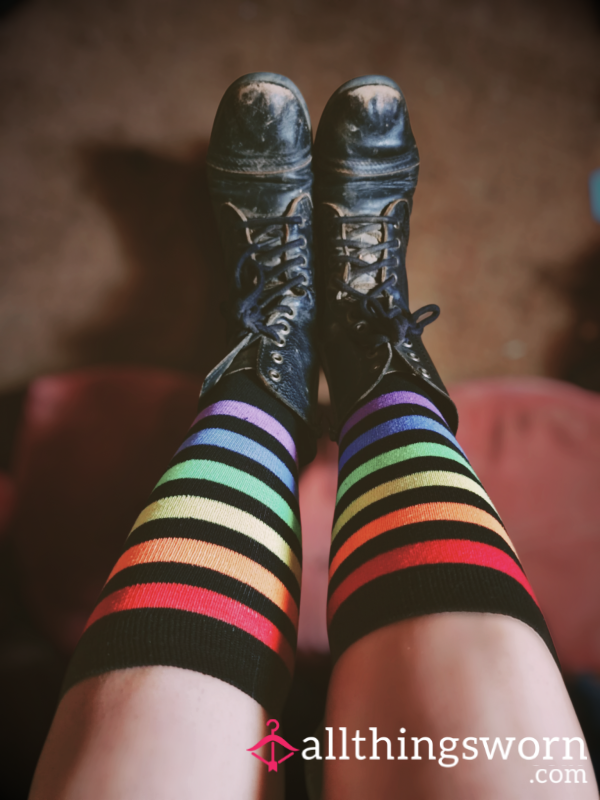 Rainbow Black Knee-Highs