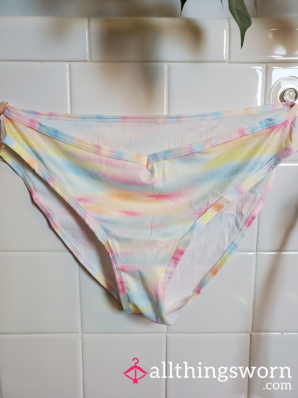 Rainbow Cute Briefs Panties Worn 24 Hours By Slavic Milf