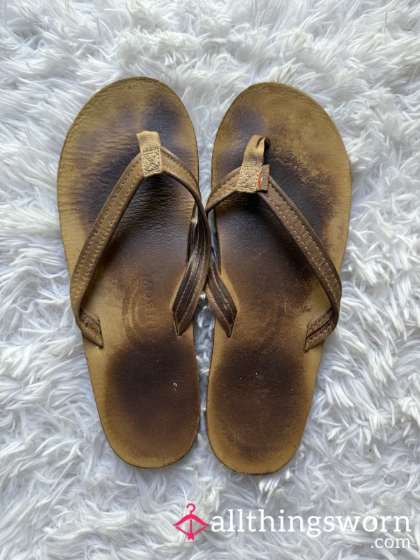 Rainbow Flip Flops - Tan
