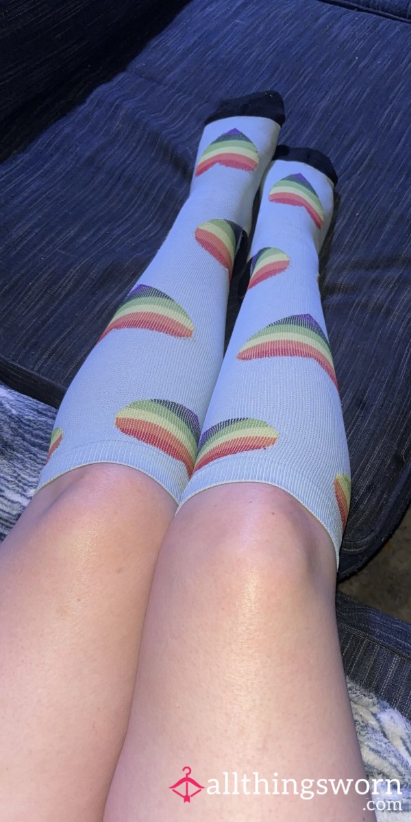 Rainbow Heart Compression Socks