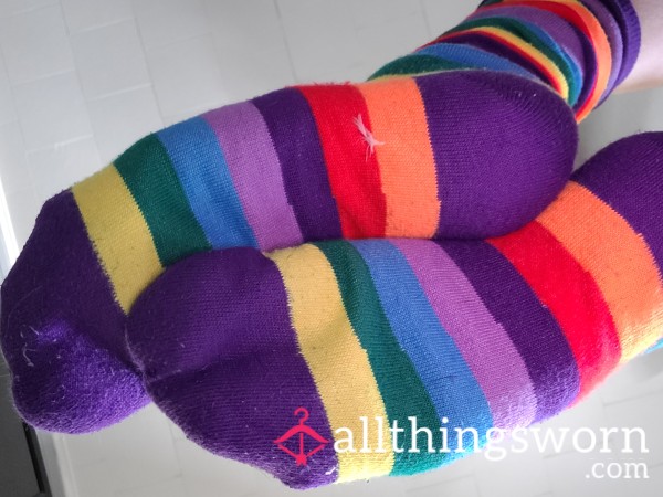 🧦🌈 Rainbow Knee-Hi Socks, 4 Super Soft Patterns Available