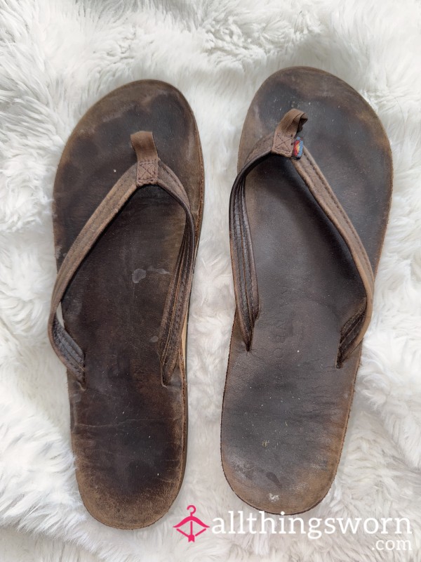 Rainbow Leather Flip Flop Sandals