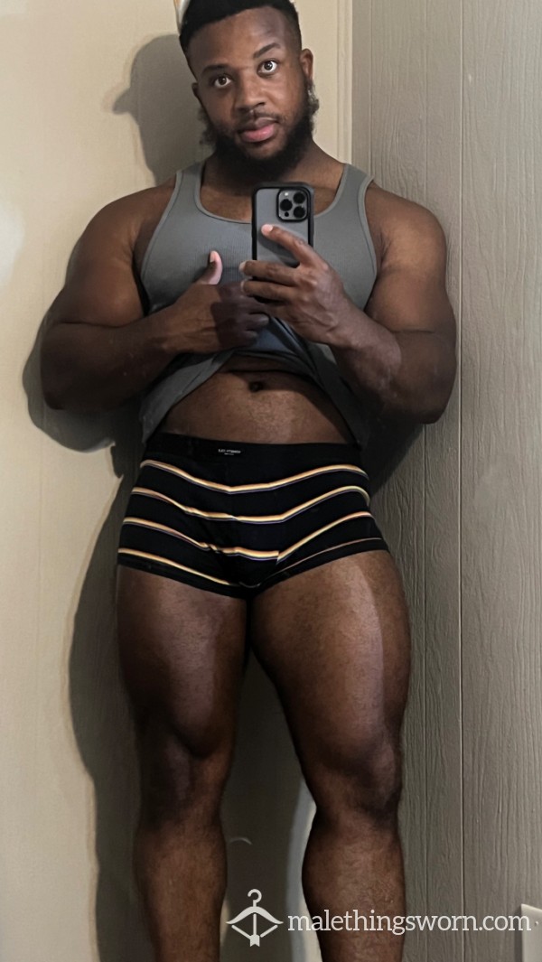 Rainbow Striped Kenneth Cole Boxer Briefs. Sweated In Intensely And Musky From Hard Long Workouts.