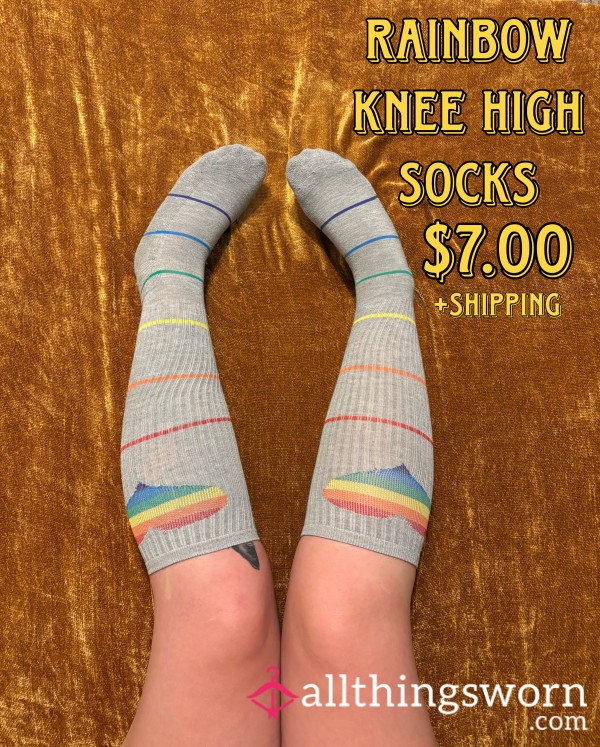 Rainbow Striped Knee-high Tube Socks