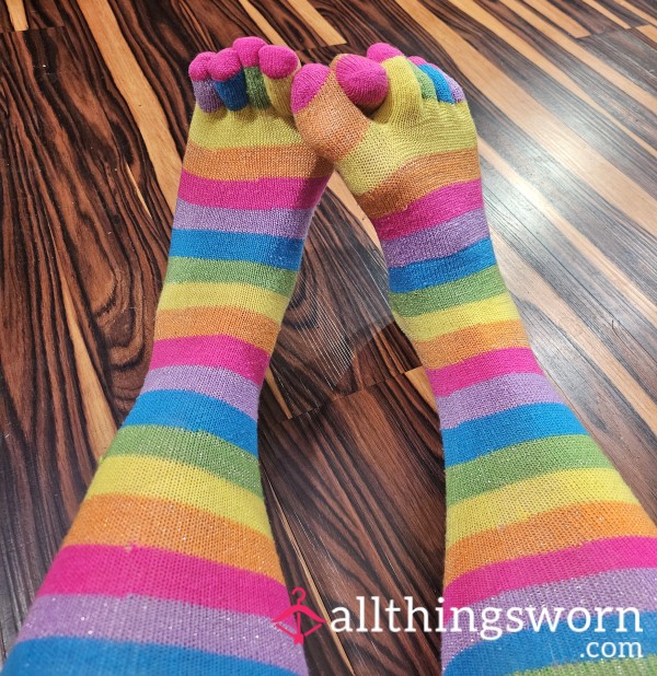 Rainbow Toe Socks | Knee-High, Colorful, & Worn To Wiggle