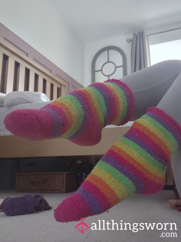 Rainbow Worn Out Fluffy Socks