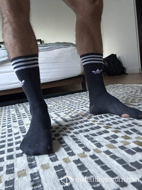 Rare Adidas 3 Stripe Stinking Black Socks