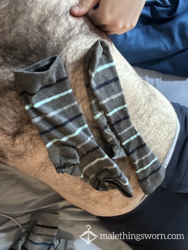 Ravaged Dark Grey Stripy Socks