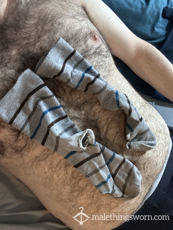 Ravaged Light Grey Stripy Socks