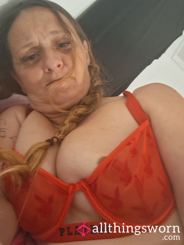 Red Play Boy Bra And Thong Set Nice N Worn